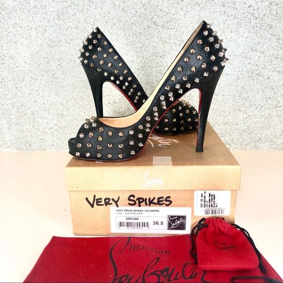 Christian Louboutin Shoes - Louboutin Very Prive Spikes 120 Black leather 36.5